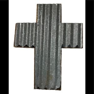 Tin-Covered Wooden Cross Wall Hanging